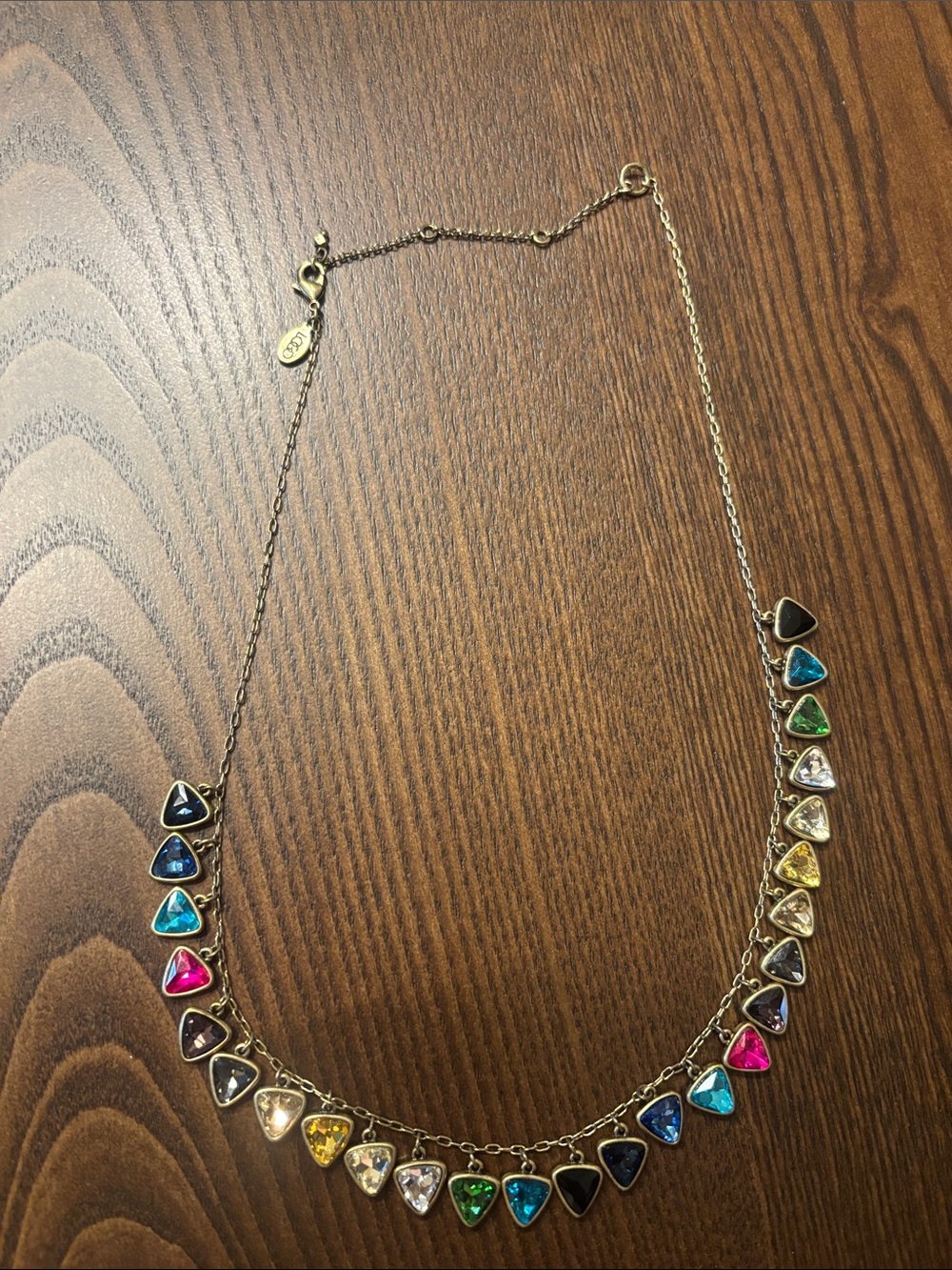 LoGo by Lori Goldstein Gold-Tone Multicolor Triangle Crystal Necklace
